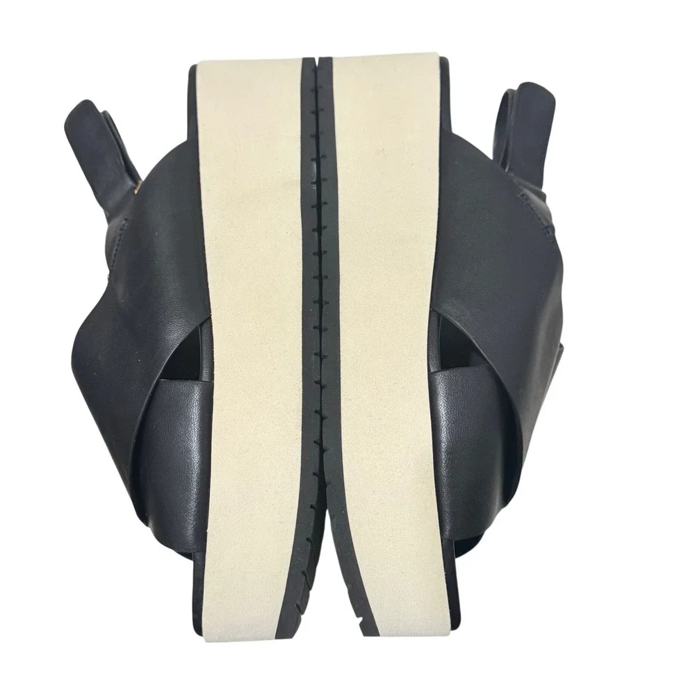 Vince Jenaya‎ Sport Platform Sandal Womens 8 Black Cream Leather